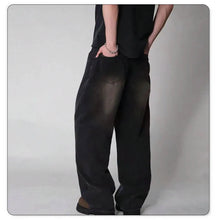 Load image into Gallery viewer, Four Season Men's Jeans Korean Version Student Casual Pants High Street Straight Loose Wide Leg Jeans Black Grey Blue Baggy Jean

