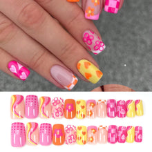 Load image into Gallery viewer, 24PCS Short False Nails With Rose Leaf Design Pressed On The Nails, Glossy Glue, Black Full Coverage Acrylic False Nails
