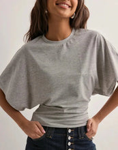 Load image into Gallery viewer, Women's T-shirts Crew Neck Ruched Waist Slim Fit Solid Color Casual Cropped Tee Summer Streetwear Basic Daily Wear Top
