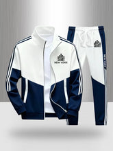 Load image into Gallery viewer, Tracksuit Men's New York Print 2 Piece Set Sportswear Color Block Zip Up Jacket and Jogger Pants Casual Striped Athletic Outfit
