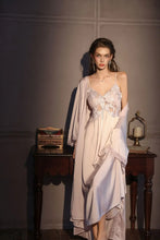 Load image into Gallery viewer, Elegant Female Long Robe Set Nightgown Silky Ice Silk Sleepwear Homewear SEXY Hollow Out Lace Nightdress Lingerie Loungewear
