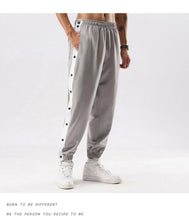 Load image into Gallery viewer, Men Jogger Pants Contrast Color Sides Buttons Stretch Workout Long Trousers Casual Sports Sweatpants Streetwear
