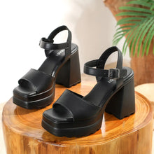Load image into Gallery viewer, This year's new waterproof platform, super high heels, thick heels, straight buckle sandals, women's open toed shoes for summer
