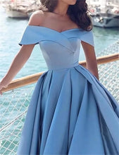 Load image into Gallery viewer, Simple Off Shoulder Satin Evening Gown
