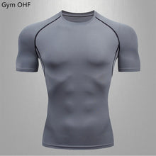 Load image into Gallery viewer, Gym Fitness T Shirt Men's Short Sleeve Summer Boxing Jersey Legging Men Rashguard Compression Pants Quick Dry Tight T-Shirts Men
