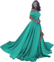 Load image into Gallery viewer, Simple Off Shoulder Satin Evening Gown
