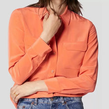 Load image into Gallery viewer, Women Real Silk Shirts Classic Double Pockets Solid Color Casual Fashion Long Sleeve Thin Shirt Blouses Tees
