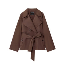 Load image into Gallery viewer, Women's Jackets Autumn 2026 New Fashion Short Trench Coats Chic Lapel Loose Elegant Women long-sleeved Warm Autumn Street Jacket
