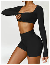 Load image into Gallery viewer, Summer 2PCS Yoga Suit Sports Set Women Quick-Dry Gym Set Women Tracksuit Running Workout Long Sleeve Sports Shirt Yoga Clothing
