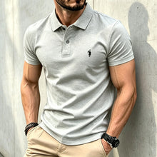 Load image into Gallery viewer, Men Solid Color Polo Shirt Regular Fit Business Casual Short Sleeve Tops With Small Horse Embroidery Chest Print men shirts
