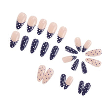 Load image into Gallery viewer, Medium long fake nails for women girls pink white black red blue brown polka dots design almond ballet tips press on false nail
