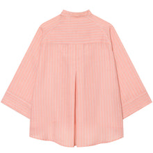 Load image into Gallery viewer, Women's Pink Striped Shirts Summer Asymmetric Button Mid Sleeve Loose Fit Shirts Casual Office Look Vintage Elegant Female Tops
