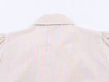 Load image into Gallery viewer, HH Women Elegant Striped Casual Spring Shirt Puff Sleeves Bow Decoration Blouse Female Loose Versatile Single-breasted Blouse
