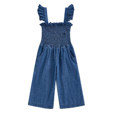 Load image into Gallery viewer, Smocked Denim Overall Jumpsuit
