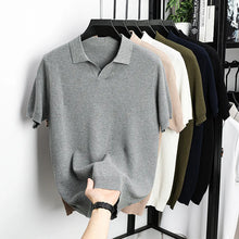 Load image into Gallery viewer, 100% Cotton Short-sleeved POLO Shirt Men's Lapel Knitted T-shirt High-end Casual Bottoming Versatile Men's Short-sleeved Men's T
