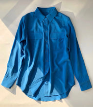 Load image into Gallery viewer, Women Real Silk Shirts Classic Double Pockets Solid Color Casual Fashion Long Sleeve Thin Shirt Blouses Tees

