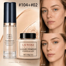 Load image into Gallery viewer, Facial Makeup Set:1pc Matte Loose Powder+1pc Waterproof Fundation,High-Coverage,Long-Lasting,Oil Control,Creat Natural Looks.
