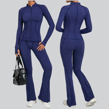 Load image into Gallery viewer, New Gym Yoga Outfit for Women Zipper Long Sleeve Fitness Suit Daily Casual Running Fitness Sportswear Two-Piece Sets Coat+Pants

