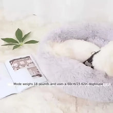 Load image into Gallery viewer, 1PC comfortable striped plush pet bed, suitable for cats and dogs,warm,deep sleep round nest,filling,gray,soft,indoor
