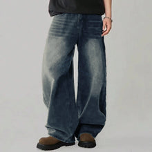 Load image into Gallery viewer, Four Season Men's Jeans Korean Version Student Casual Pants High Street Straight Loose Wide Leg Jeans Black Grey Blue Baggy Jean
