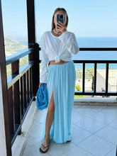 Load image into Gallery viewer, Irregular Skirt for Women Spring Summer New Elegant Street Style Skirt Women's Fashion Loose Ruched Draped Side Split Maxi Skirt
