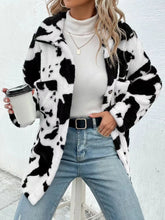 Load image into Gallery viewer, Women's Cow Print Double-sided Cashmere Coat Autumn Winter Loose Coats With Pockets Single Breasted Lapel Collar Plush Jacket
