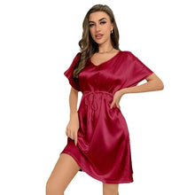Load image into Gallery viewer, V-Neck Nightdress Loungewear Women Sleepwear Morning Gown Lingerie Sleepdress Robe Summer Nightgown Silky Satin Home Dress
