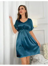 Load image into Gallery viewer, V-Neck Nightdress Loungewear Women Sleepwear Morning Gown Lingerie Sleepdress Robe Summer Nightgown Silky Satin Home Dress
