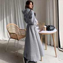 Load image into Gallery viewer, Hooded Mid-Calf Sweatshirt Dress for Autumn Winter
