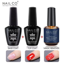 Load image into Gallery viewer, NAILCO 15ml Top Coat Base Coat Gel Nail Primer Gel Remover Nail Art Semi Permanent Lacquer Varnish Hybrid Nail Supplies
