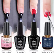 Load image into Gallery viewer, NAILCO 15ml Top Coat Base Coat Gel Nail Primer Gel Remover Nail Art Semi Permanent Lacquer Varnish Hybrid Nail Supplies
