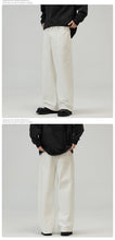 Load image into Gallery viewer, 100％ Cotton Men's Baggy Straight Jeans Comfortable Soft Casual Pants Fashion Korean White Brown Denim Trousers Male Clothing

