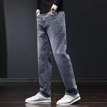 Load image into Gallery viewer, 2025 New Men Fashion Loose Straight Elasticity Jeans Male Wear-resistant Slim Fit Denim Pants Smart Casual Dark Gray Trousers

