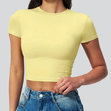 Load image into Gallery viewer, Yoga Shirts Women Sexy Exposing The Navel Short Sleeve Workout Crop Top Gym Top Fitness Running Workout Sport T-shirts Yoga Wear
