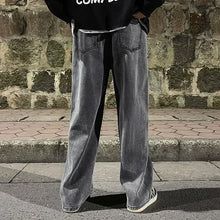 Load image into Gallery viewer, Men's Jeans Korean Version Student Casual Pants High Street Straight Loose Wide Leg Jeans Black Grey Blue Baggy Jeans
