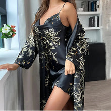 Load image into Gallery viewer, 2-pcs Women's Nightgown Women's Pajamas Satin Dress Sexy Slip Dress Women's Silk Robe Satin Woman Nightie Home Suit for Women
