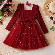 Load image into Gallery viewer, Christmas Bow Princess Girls Dress
