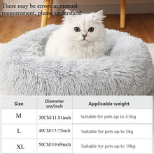 Load image into Gallery viewer, 1PC comfortable striped plush pet bed, suitable for cats and dogs,warm,deep sleep round nest,filling,gray,soft,indoor
