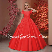 Load image into Gallery viewer, Elegant Flower Girl Dresses for Wedding Satin Beaded Floral Floor Length Girl Kids Birthday Party First Holy Communion Gown
