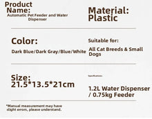 Load image into Gallery viewer, 1.2L/1.5L Pet Automatic Feeder Plastic Large Capacity Cat Dog Water Dispenser Feeder Set 3 Colors 2 Styles
