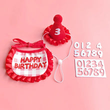 Load image into Gallery viewer, Pet Hat &amp; Bib Set for Cats Birthday , Kitty Party Dress-up Costume Accessories, Adjustable Bandana Photo Props for Celebration
