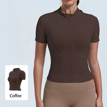 Load image into Gallery viewer, New Women's High-Elastic Yoga Jacket — Form-Fitting, "Naked-Feel" Running &amp; Fitness Top (Short Sleeve)
