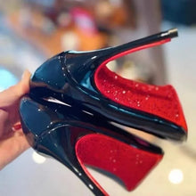 Load image into Gallery viewer, High Heels Women's Slim Heels New Stunning and Sexy Wedding Shoes Black Patent Pointed Single Shoes High Heels Туфли Женские
