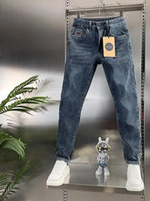 Load image into Gallery viewer, Thick Jeans Men's Slim Fit Spring Autumn Winter Casual Long Pants Cotton Stretch Denim mid Waist Zipper Closure Wear Resistant
