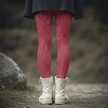 Load image into Gallery viewer, Fashion Women's Slim-Fit Leggings Wine Red Floral Pants Autumn Winter Stylish Thick Warm Pants Sexy Tights for Outdoor Wear
