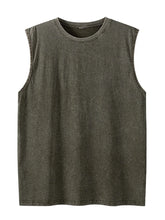 Load image into Gallery viewer, Summer Men's Washed Cotton Tank Tops Muscle Gym Sleeveless Workout T Shirts Running Beach Loose Cutoff Tees
