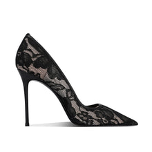 Load image into Gallery viewer, Black Lace High Heels for Women, 2026 New Slim Heel Pointed Sexy Versatile French Spring and Summer Breathable Single Shoes
