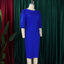 Load image into Gallery viewer, Elegant O-Neck Sheath Midi Dress
