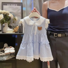 Load image into Gallery viewer, Blue Plaid Korean Girls Dress
