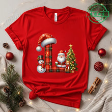 Load image into Gallery viewer, Festive Alphabet Holiday Casual Tee
